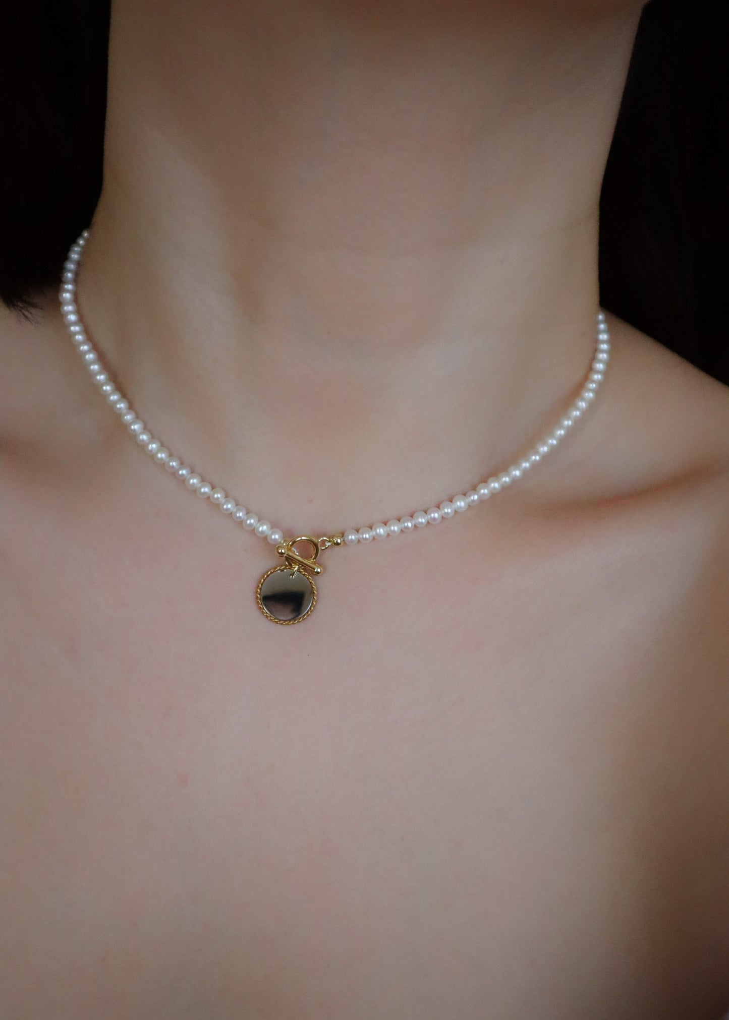 Engravable round pendant p.necklace