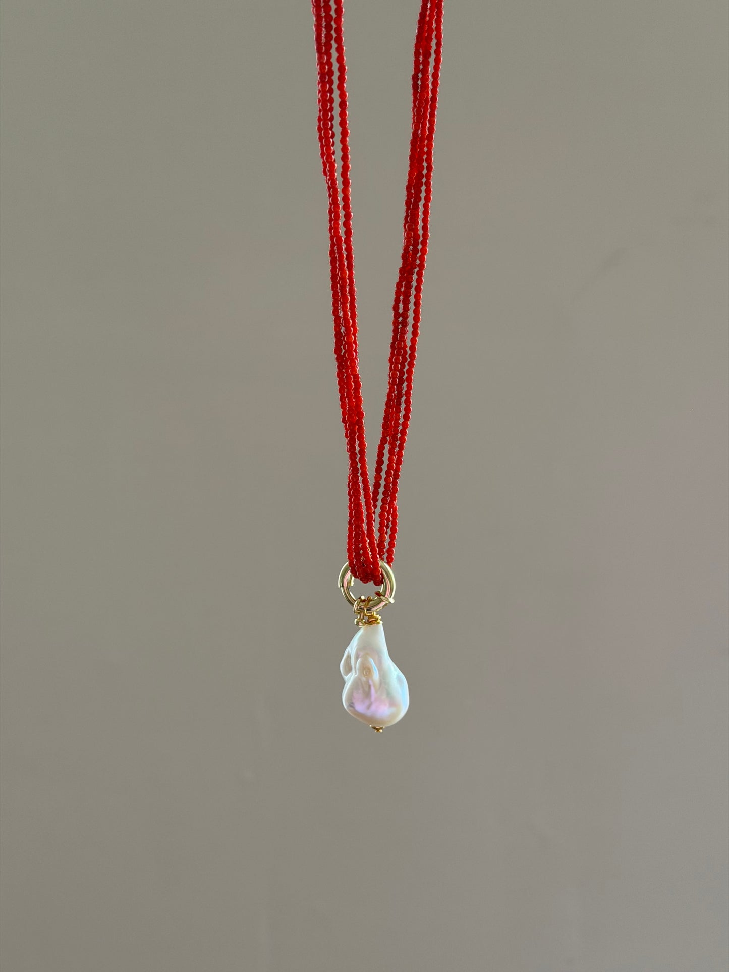 Quadruple coral necklace