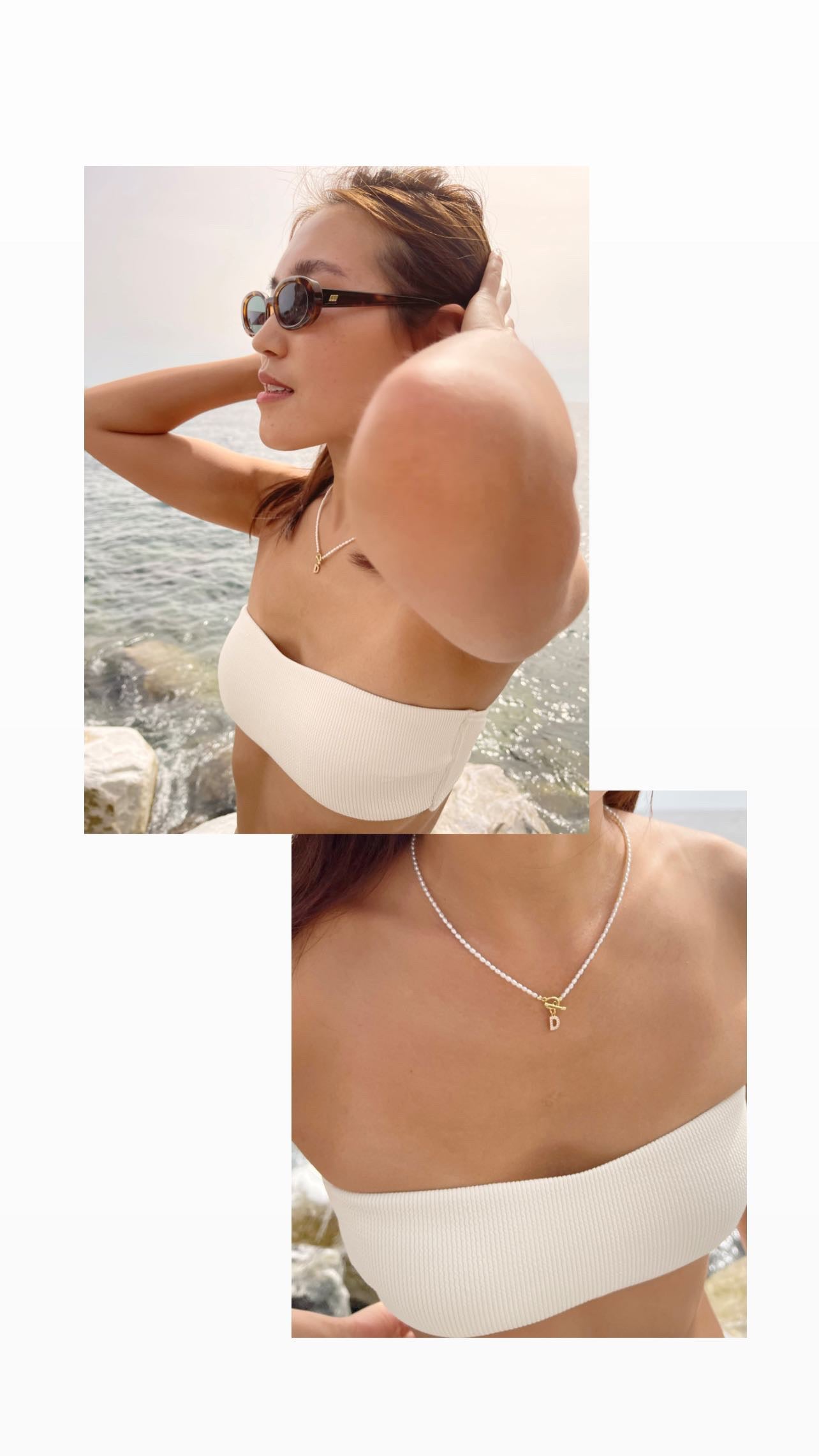 Siena initial pearl necklace