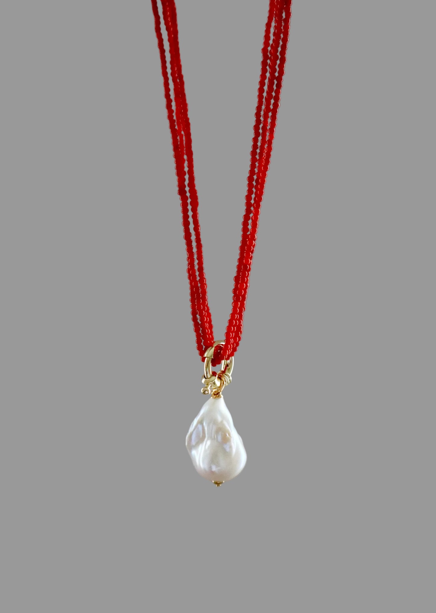 Quadruple coral necklace