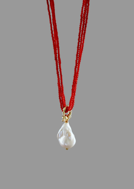 Quadruple coral necklace