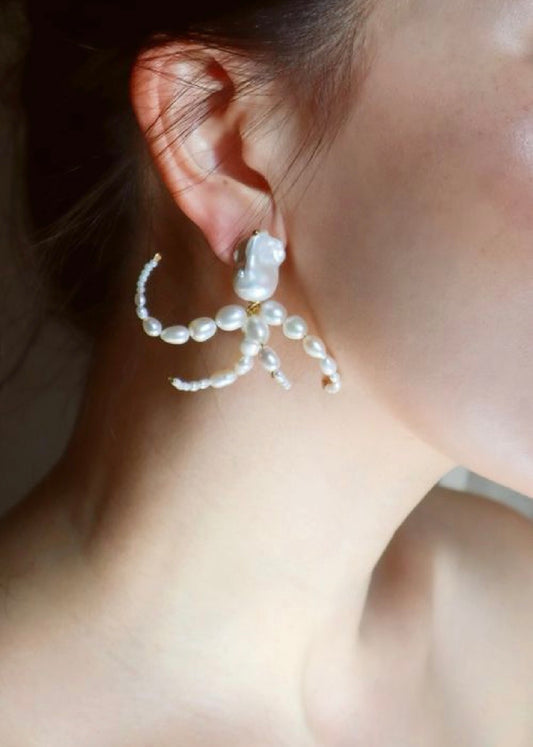 Octopus pearl earrings