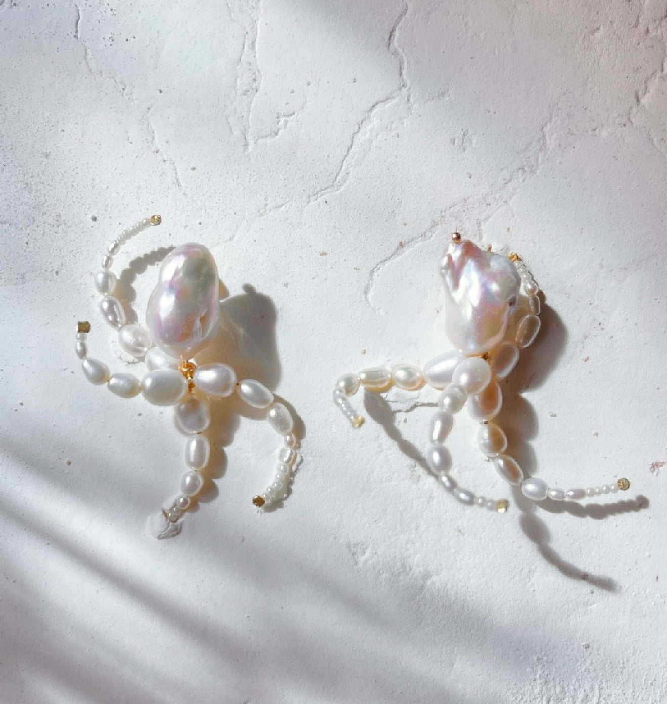Octopus pearl earrings